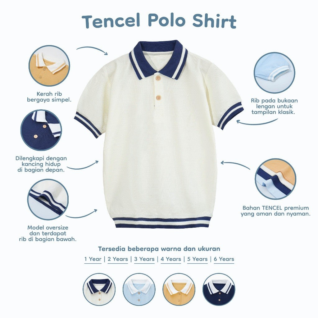 Nice Kids - Tencel Polo Shirt Kaos Atasan Anak Laki-laki Premium (1-6 Tahun)