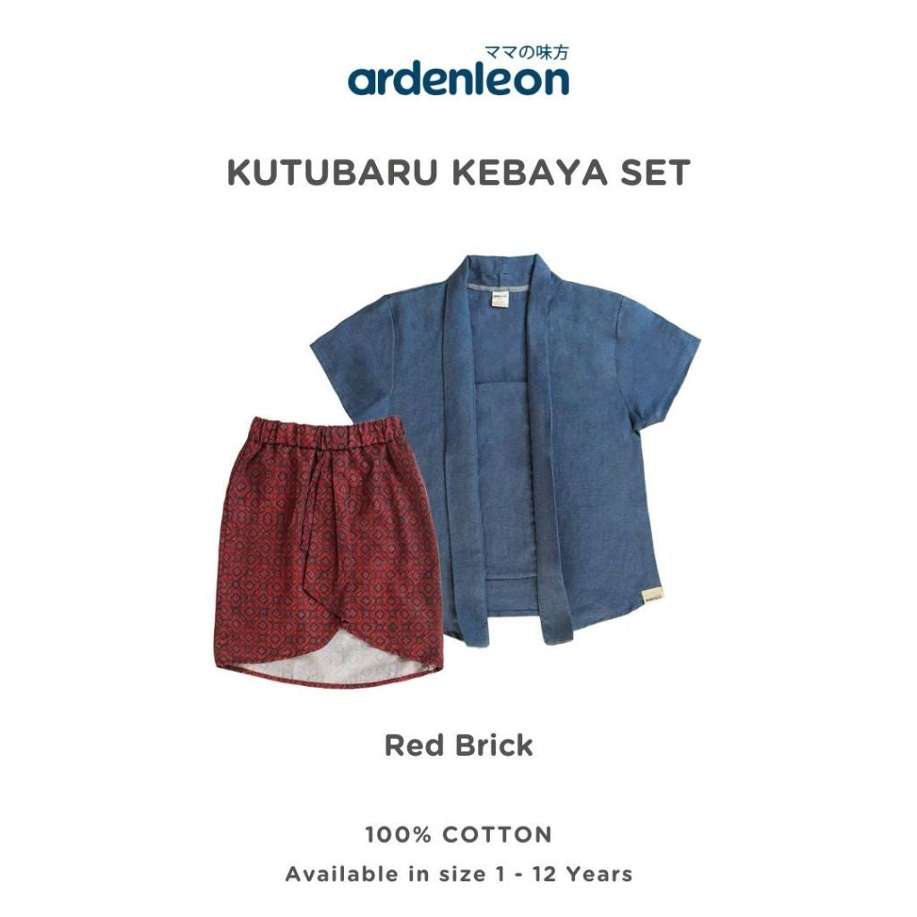 ARDENLEON Setelan Anak Perempuan Batik Kutubaru Kebaya Set