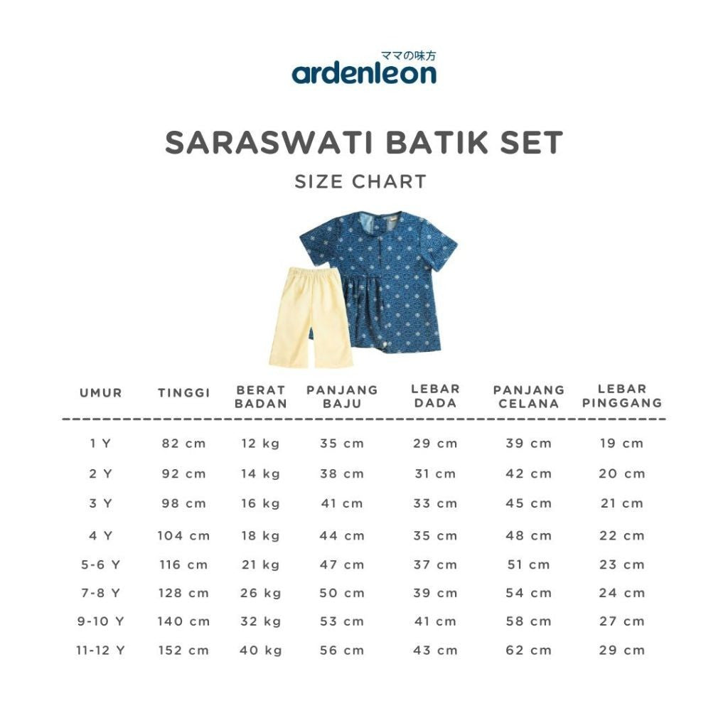 ARDENLEON Setelan Anak Perempuan Saraswati Batik Set 2.0