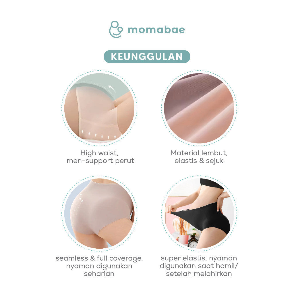 Momabae - Seamless Ice Silk | Maternity Panties | Celana Dalam Ibu Hamil Lembut dan Sejuk