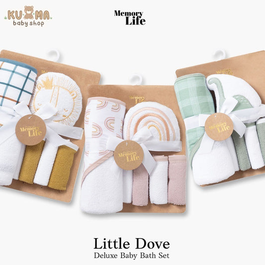 MemoryLife Little Dove Baby Bath Towel Set | Hampers Handuk Bayi, Hampers New Born, Kado lahiran Bayi, Baby Gift Set.