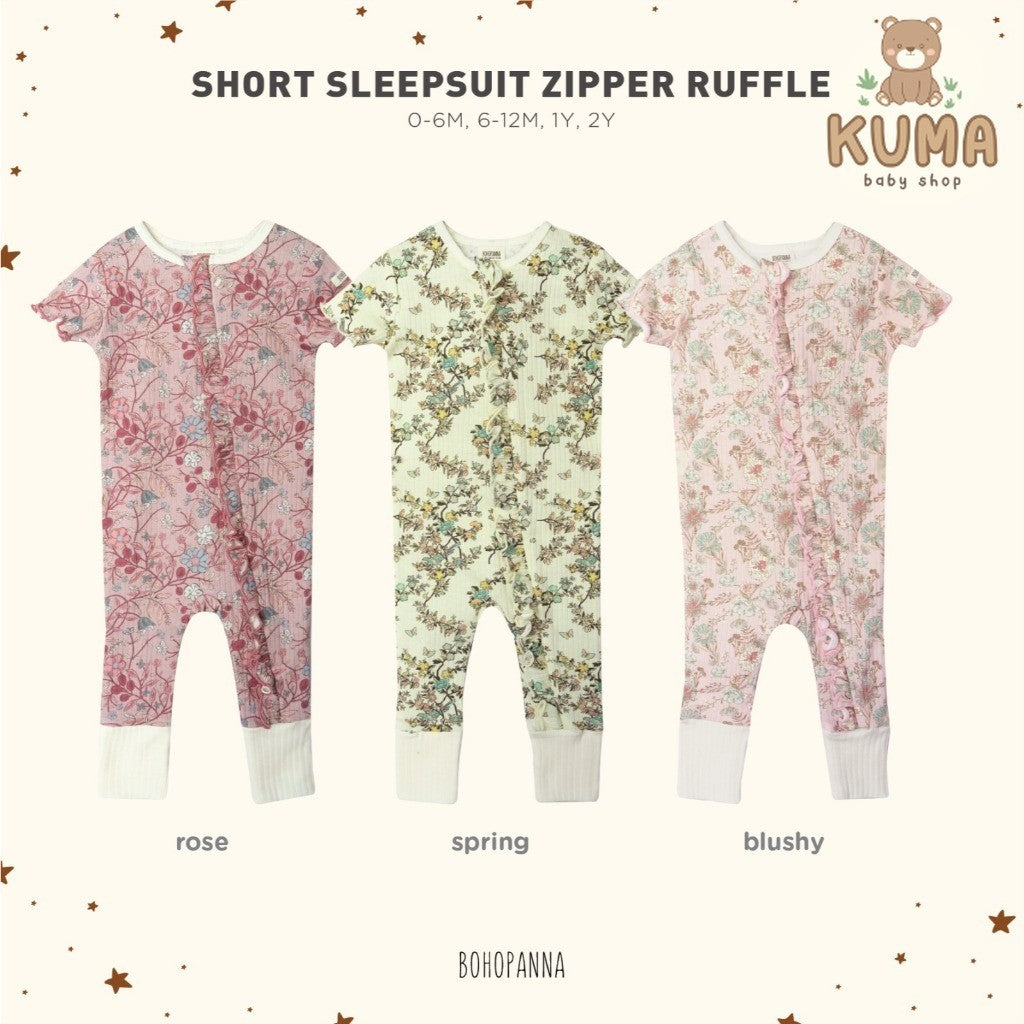 BOHOPANNA - SHORT SLEEPSUIT ZIPPER RUFFLE - Jumper Bayi