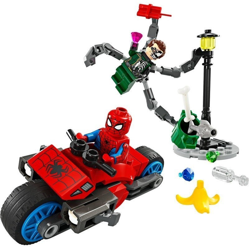 LEGO Super Heroes Marvel 76275 Motorcycle Chase: Spider-Man vs. Doc Ock (77 Pieces) Super Heroes Toys (6 Tahun+)
