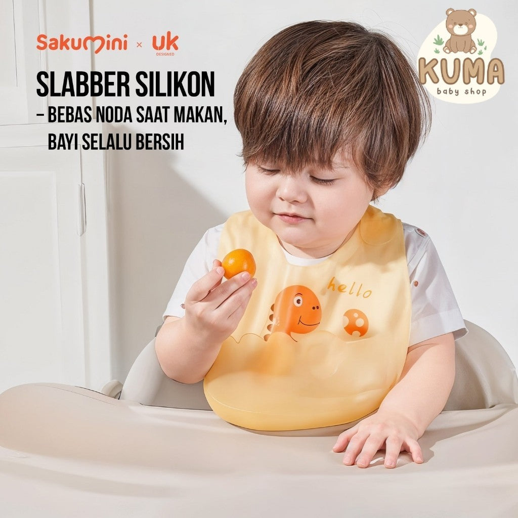 Sakumini Silicone Bib Baby Celemek Makan Bayi Anak Balita Mpasi