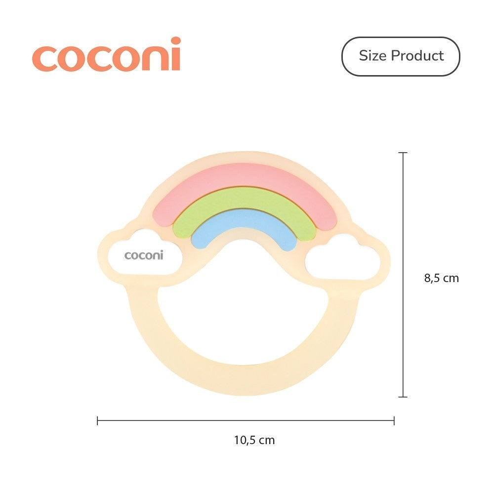 COCONI Rainbow Radiance Teether | Mainan Gigitan Bayi Bentuk Pelangi Awan Lucu BPA FREE Silicone