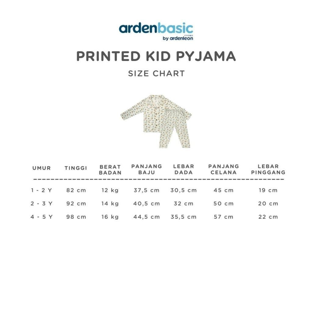 ARDENLEON ArdenBasic Printed Kid Pyjama Setelan Baju Tidur Anak