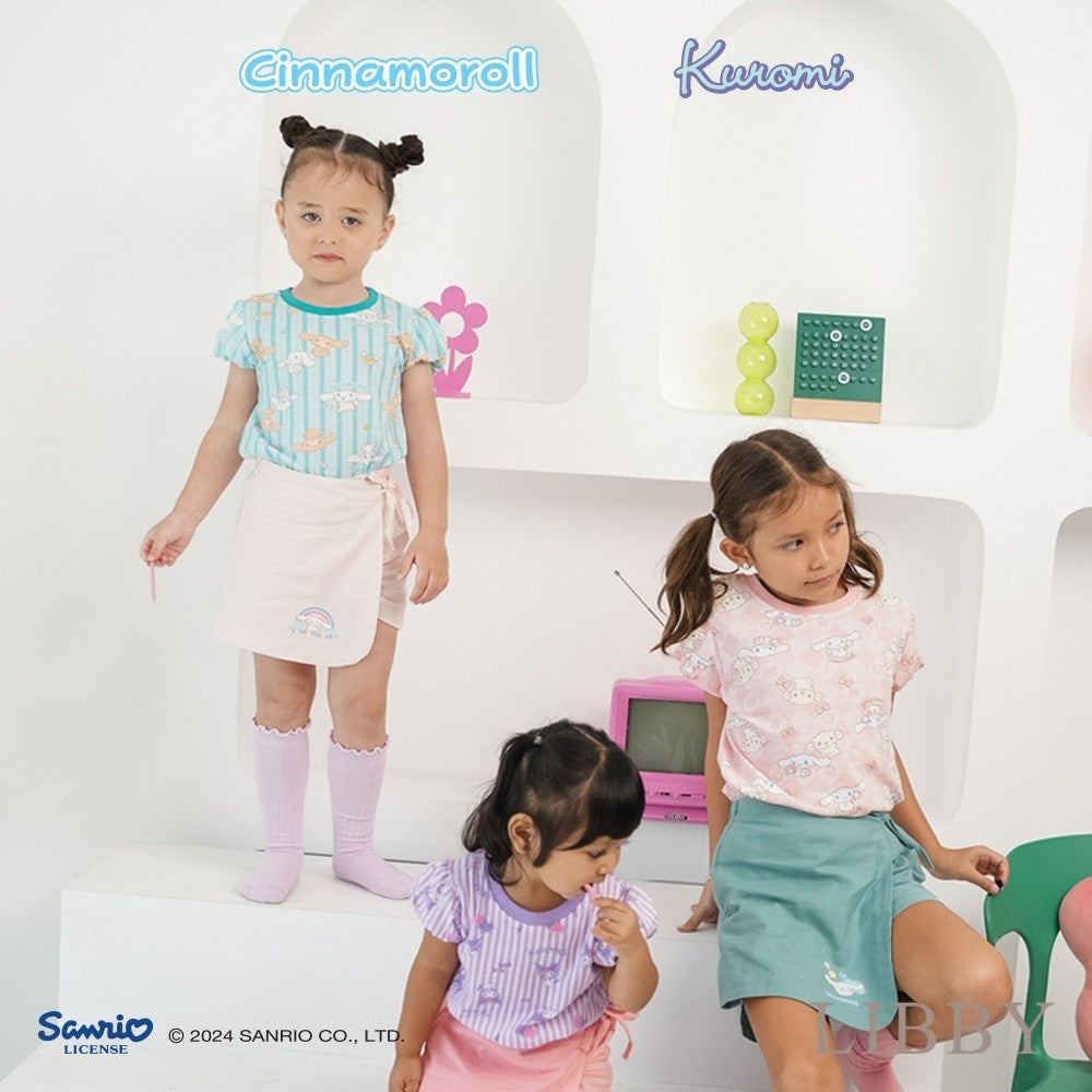 Libby Sanrio Kirei Tee Atasan Anak Perempuan Baju Anak Perempuan Kuromi Cinnamoroll 1 - 4 tahun (1 PCS)
