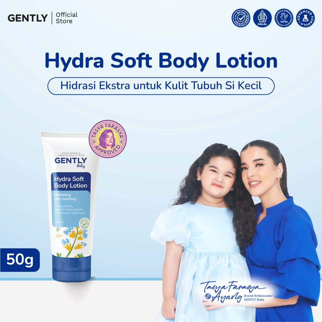 [Tasya Farasya Approved] Hydra Soft Body Lotion 50gr | Body Lotion Moisturizer Bayi dan Anak | 5x Essential Ceramide + 13x Korean Hyaluronan | Lotion Anak Untuk Kulit Kering dan Sensitif