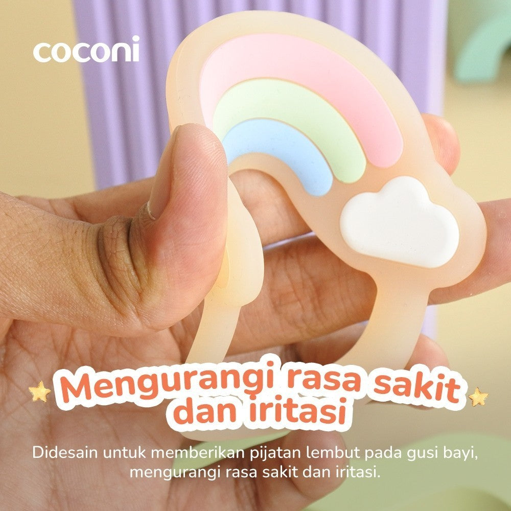 COCONI Rainbow Radiance Teether | Mainan Gigitan Bayi Bentuk Pelangi Awan Lucu BPA FREE Silicone