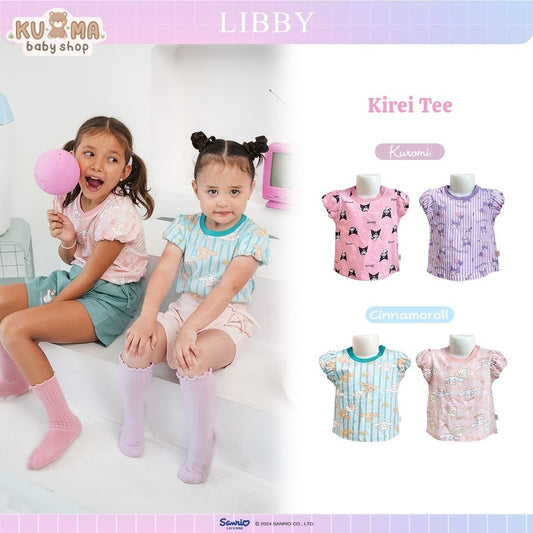 Libby Sanrio Kirei Tee Atasan Anak Perempuan Baju Anak Perempuan Kuromi Cinnamoroll 1 - 4 tahun (1 PCS)