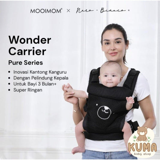 MOOIMOM X NERO BIANCO WONDER CARRIER PURE SERIES BLACK ORIGINAL GENDONGAN BAYI SSC BABY CARRIER MOOIMOM