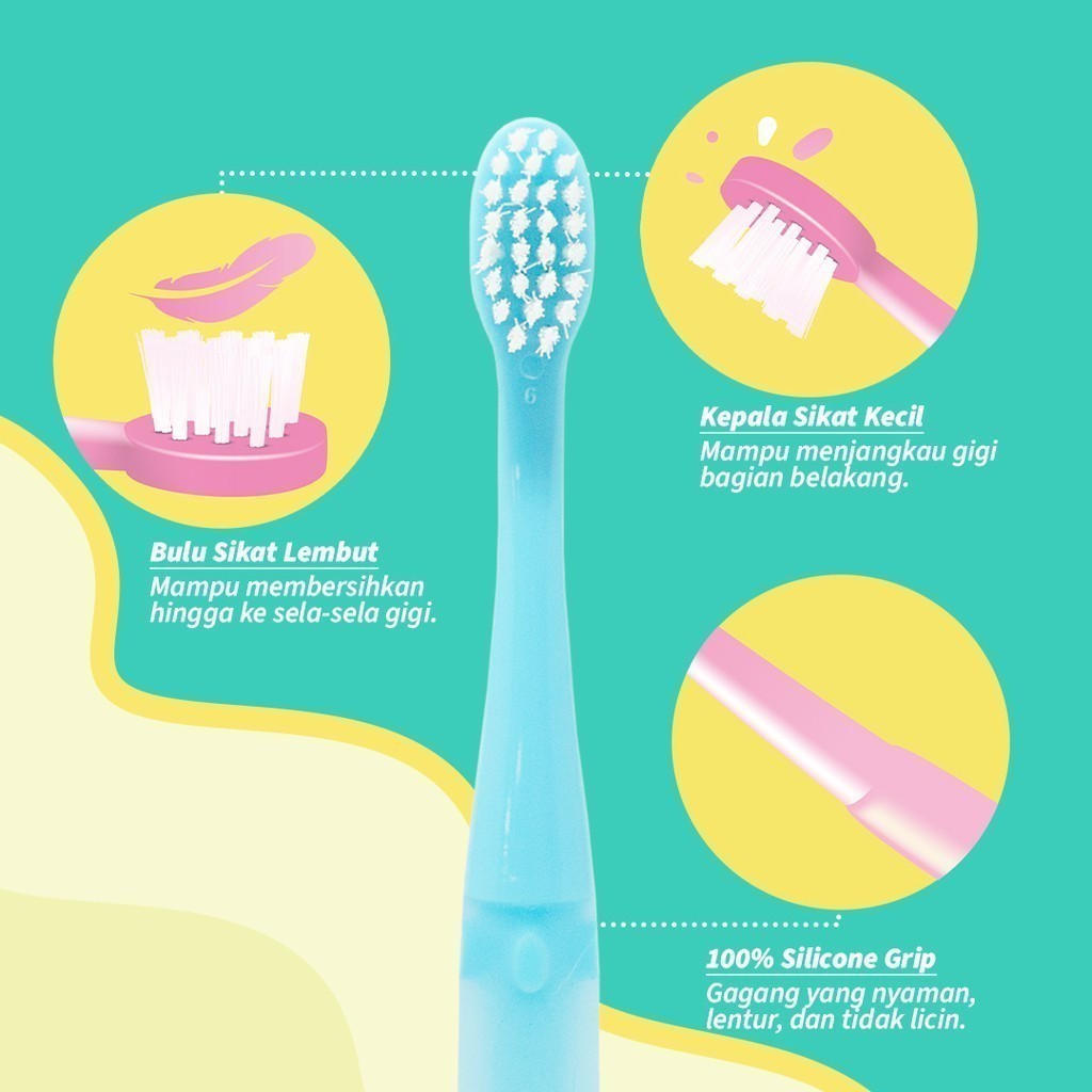 Bagus PiPi Kids Set Toothbrush - Sikat Gigi Silicone Anak BPA Free