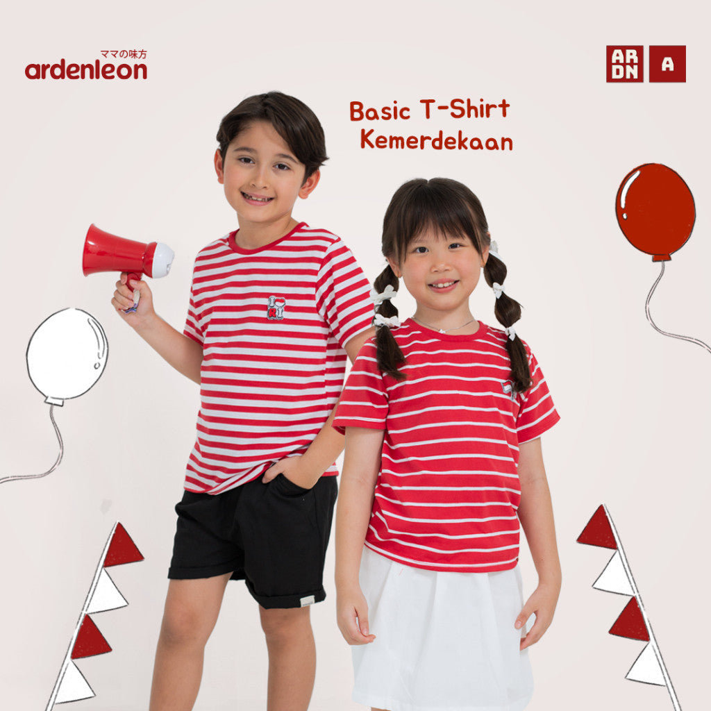 ARDENLEON Atasan Kaos Anak Basic T-Shirt Kemerdekaan 17 Agustus Indonesia