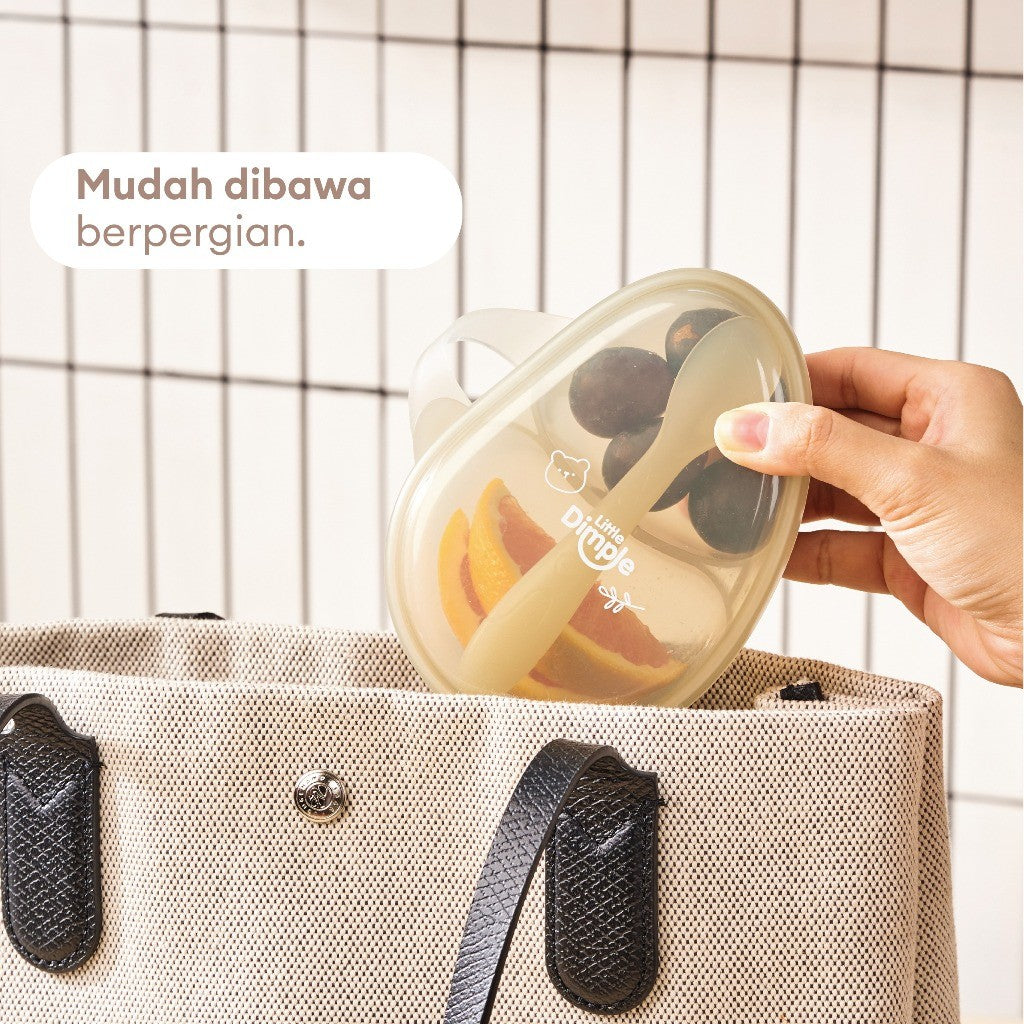 Little Dimple Pack & Go Travel Set Portable Bowl Spoon Set Sendok Mangkok Anak