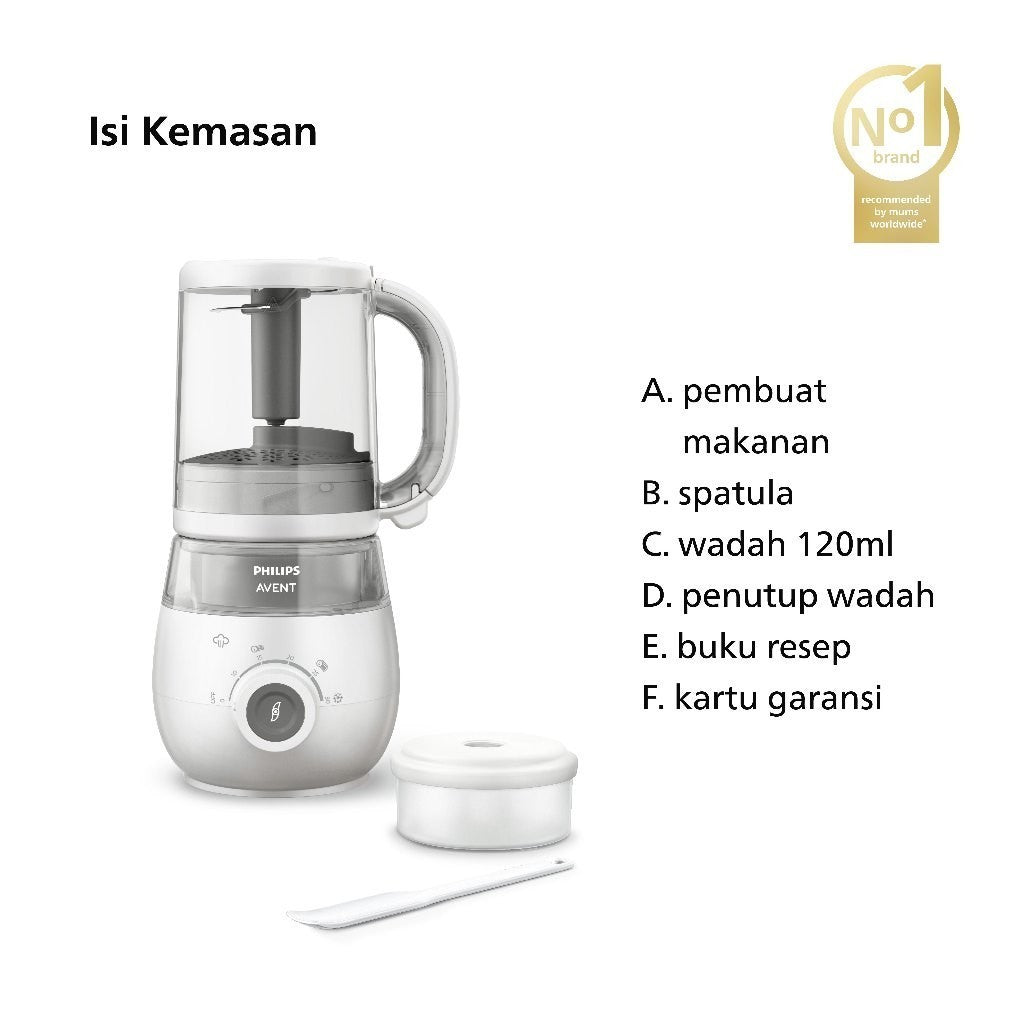 Philips Avent | Food Processor | Alat MPASI | Blender Menyimpan Memanaskan Defrost MPASI | 4 in 1 | SCF883/01
