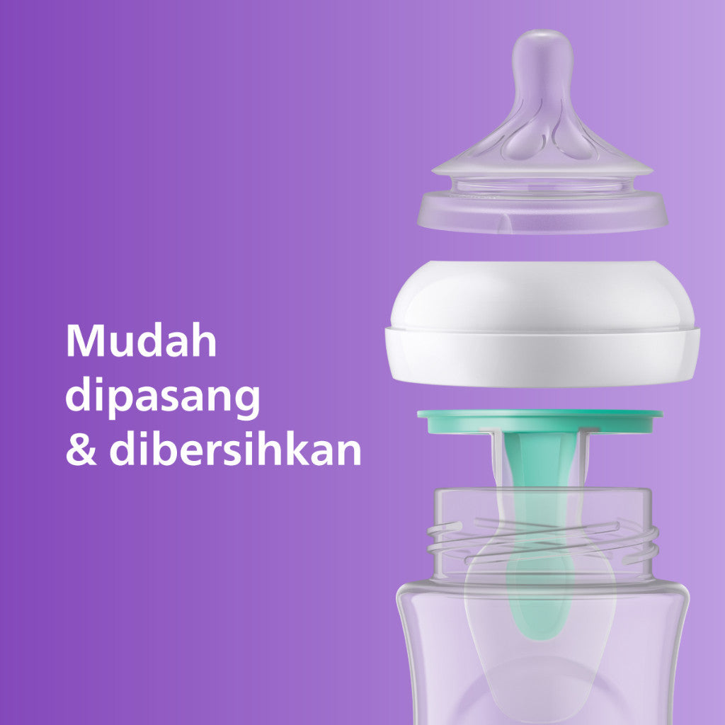 Philips Avent | Botol Susu Bayi | AirFree Vent Natural Response | Dot Seperti Payudara Ibu & Ekstra Anti Kolik | 260 ml | Single | SCY673/01