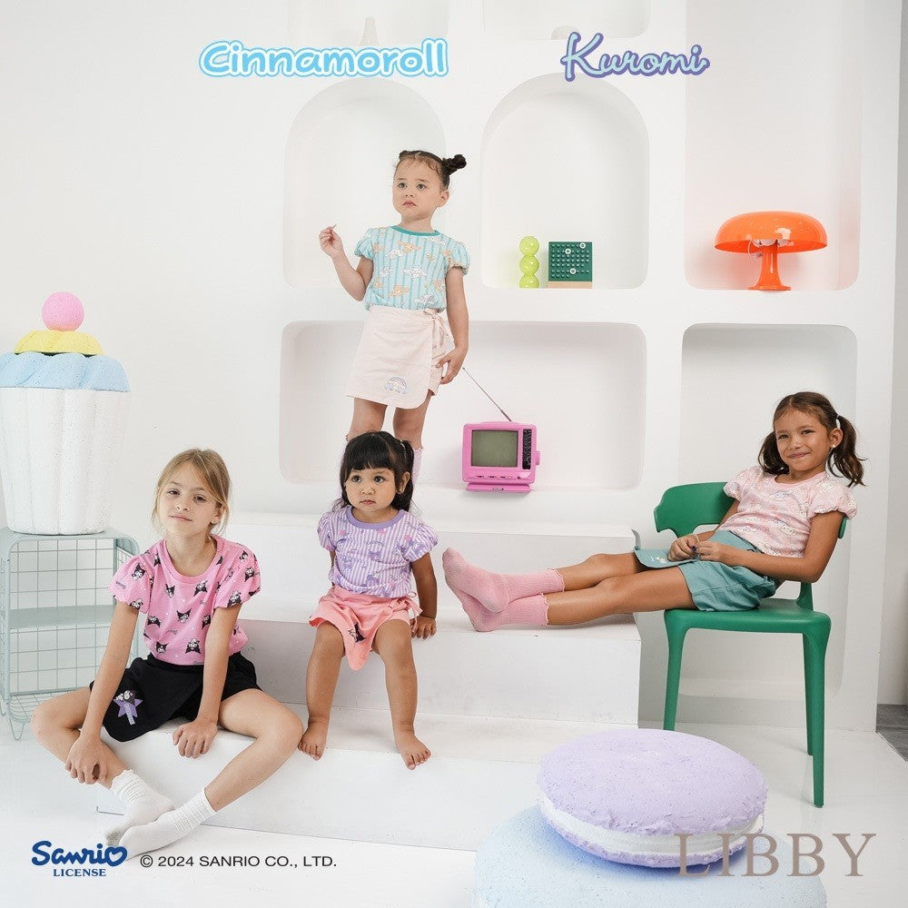 LIBBY Sanrio Setelan Main Anak Perempuan Kirei Tee & Megumi Skort Kuromi Cinnamoroll 9 Bulan - 4 Tahun (1 STEL)