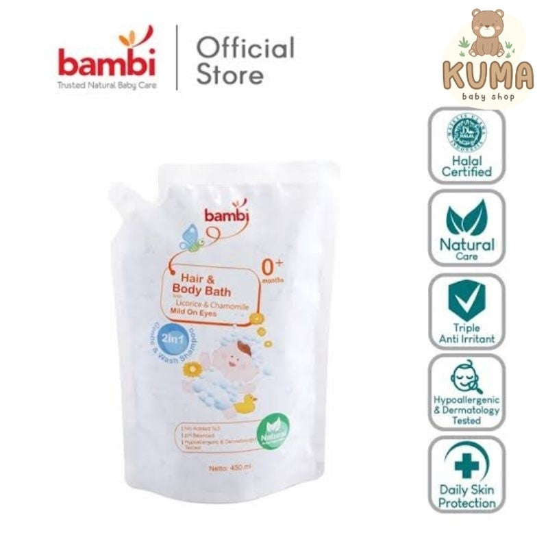 BAMBI BABY HAIR & BODY BATH REFILL POUCH 300ML