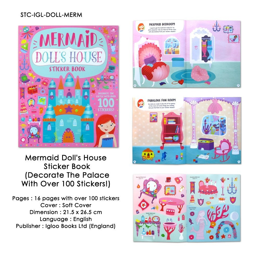 Mermaid/Ballerina/Fairy/Princess Doll's House Sticker Book (Decorate The Palace With Over 100 Stickers!) [Igloo Books]