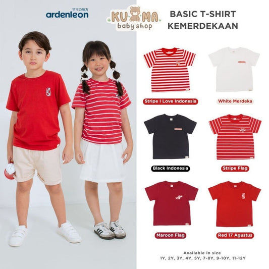 ARDENLEON Atasan Kaos Anak Basic T-Shirt Kemerdekaan 17 Agustus Indonesia