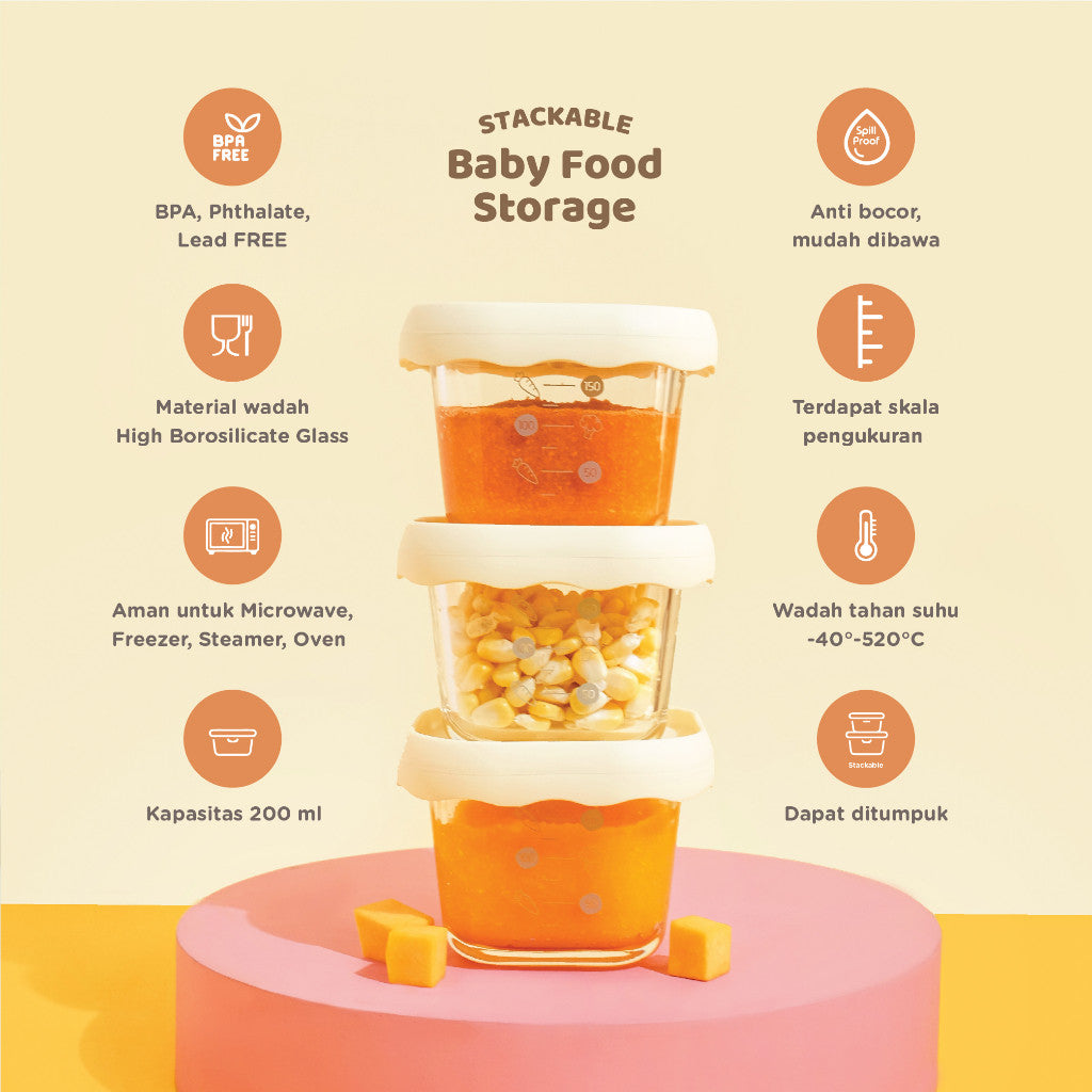 Little Dimple Stackable Baby Food Storage - Tempat Makan Mpasi Bayi - Wadah Mpasi