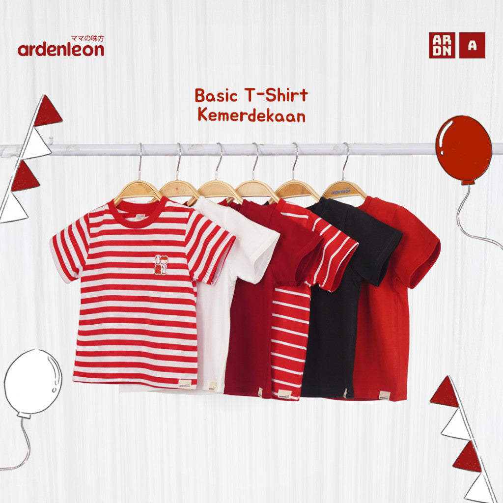 ARDENLEON Atasan Kaos Anak Basic T-Shirt Kemerdekaan 17 Agustus Indonesia