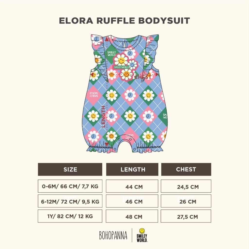 BOHOPANNA - BOHOPANNA X SMILEY - ELORA RUFFLE BODYSUIT - Jumper Bayi Perempuan