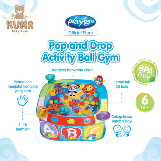 Playgro Baby Pop And Drop Activity Ball Gym - Matras Bermain Anak Bayi Balita