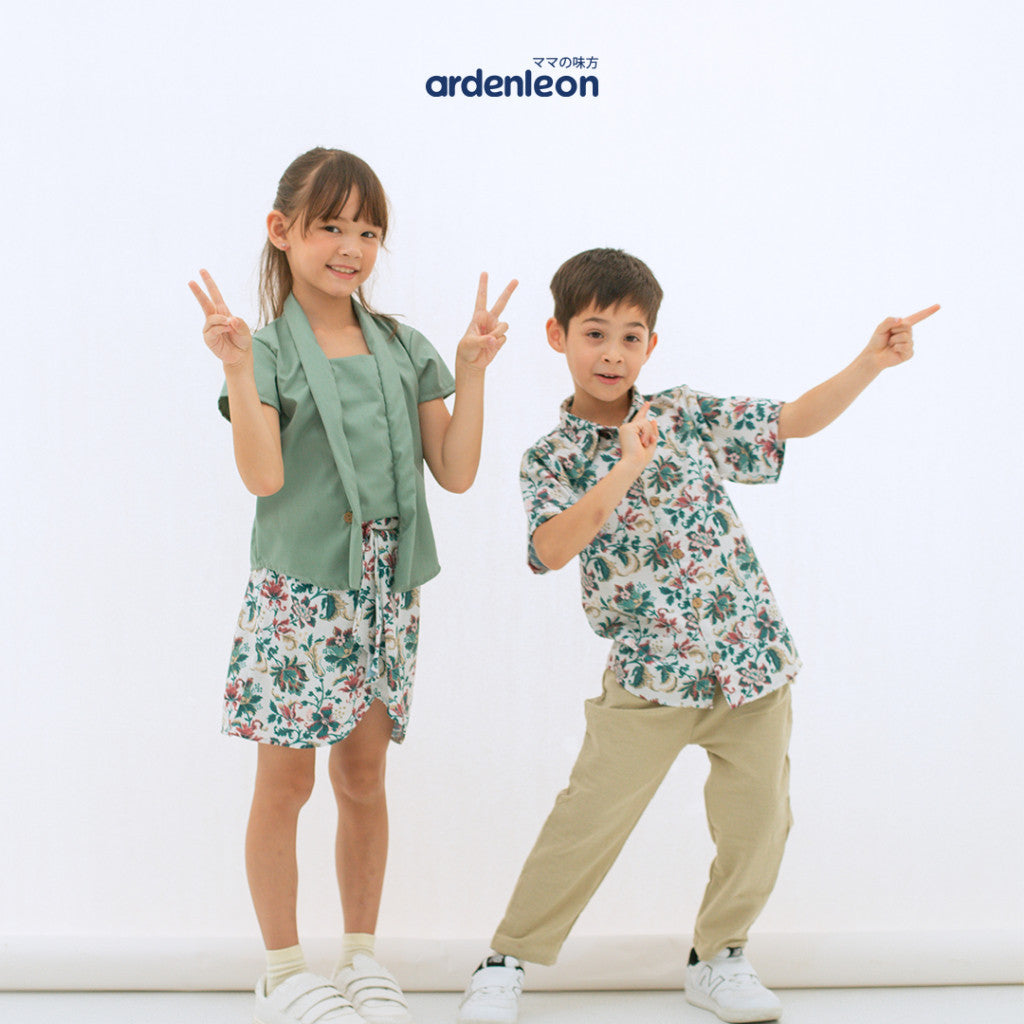 ARDENLEON Setelan Anak Perempuan Batik Kutubaru Kebaya Set