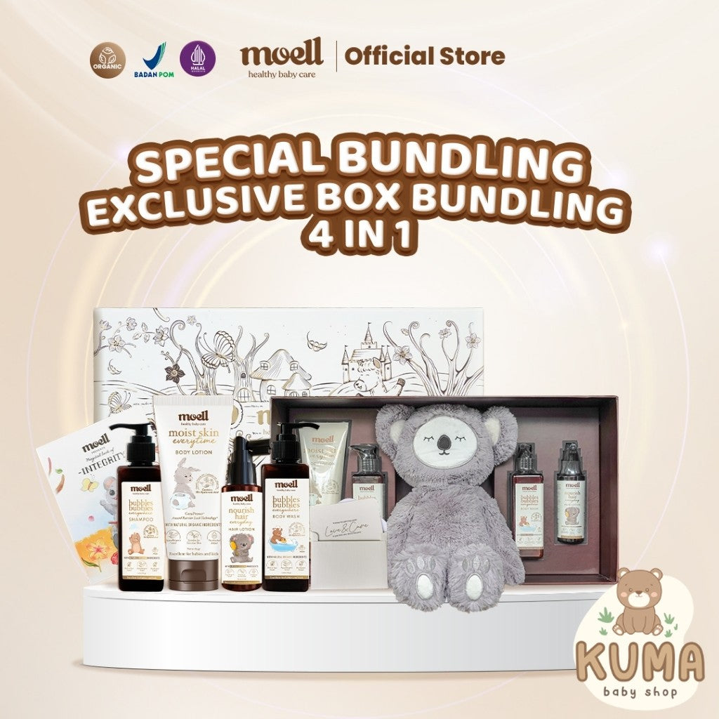 Moell Exclusive Pack 4 in 1 + Boneka & Buku Cerita Limited Edition - Natural Organic