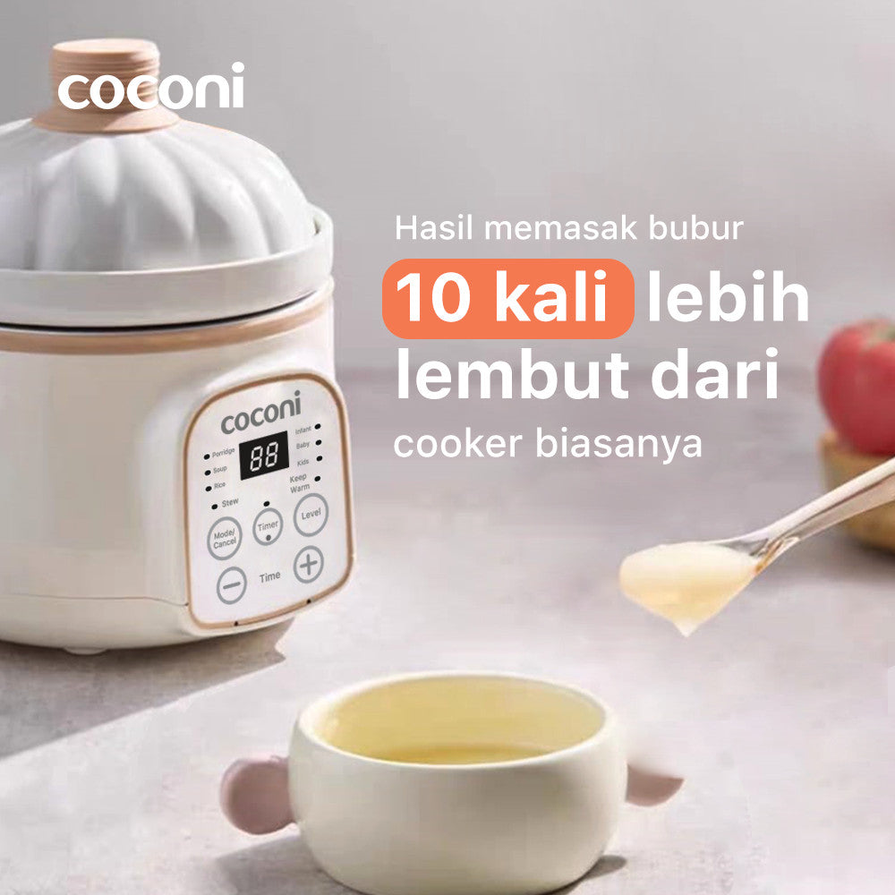 COCONI Umi Slow Cooker 1L | Slow Cooker Alat Masak Makanan Bayi Digital Alat Masak MPASI Makanan Bayi