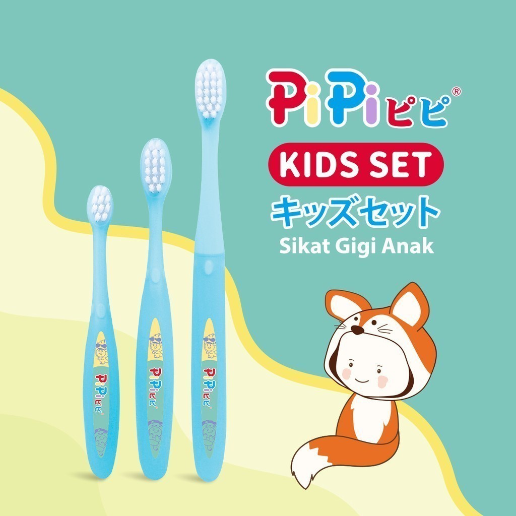 Bagus PiPi Kids Set Toothbrush - Sikat Gigi Silicone Anak BPA Free