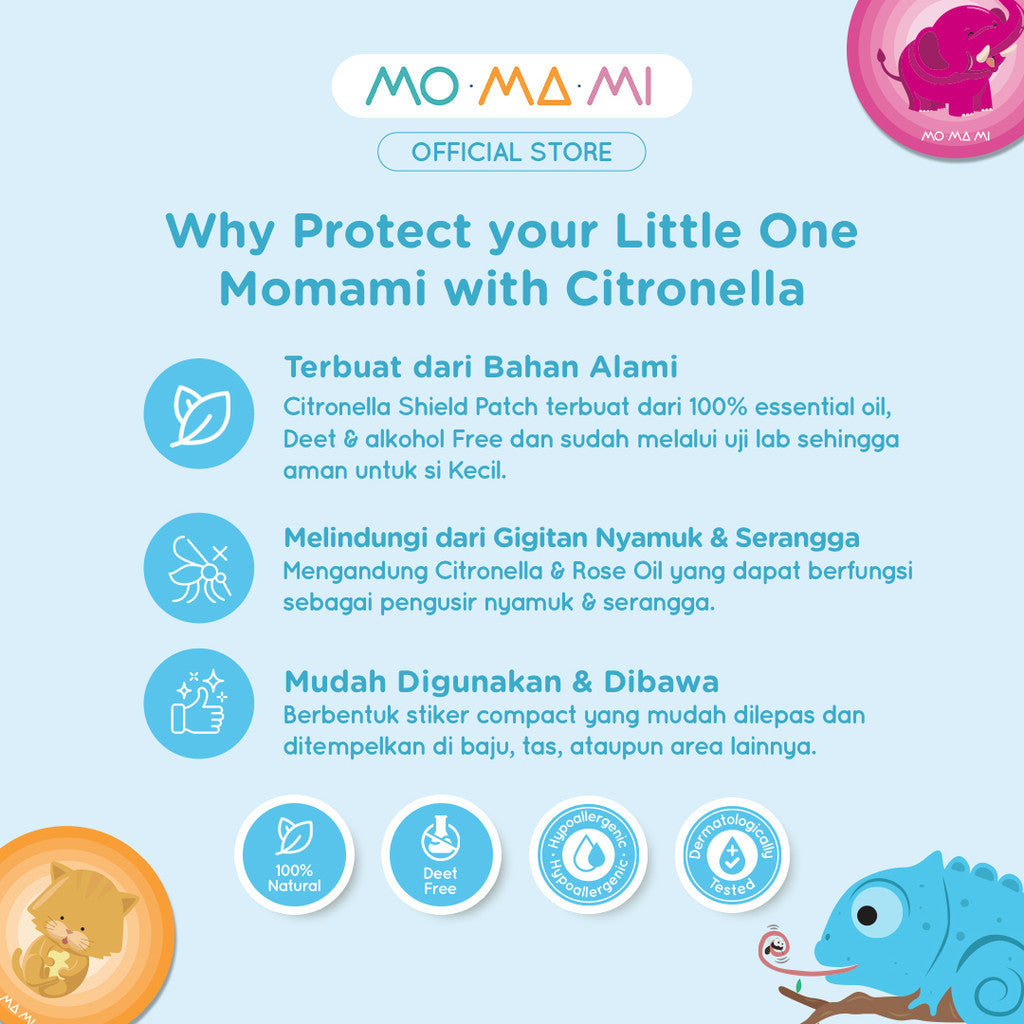 Momami Citronella Mosquito Shield Anti-Repellent Patch - Sticker Anti Nyamuk Anak 100% Bahan Alami