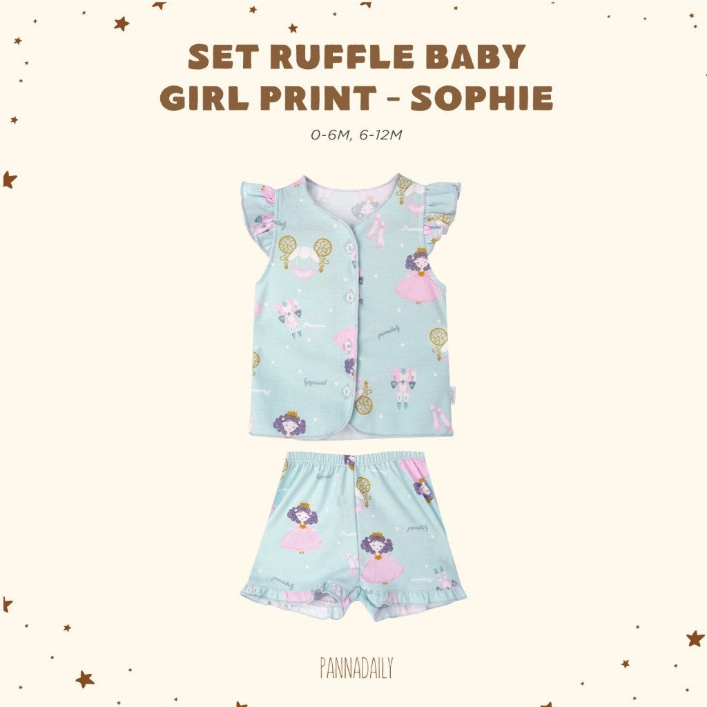 BOHOPANNA - PANNADAILY - SET RUFFLE BABY GIRL PRINT - Setelan Baju Anak Perempuan