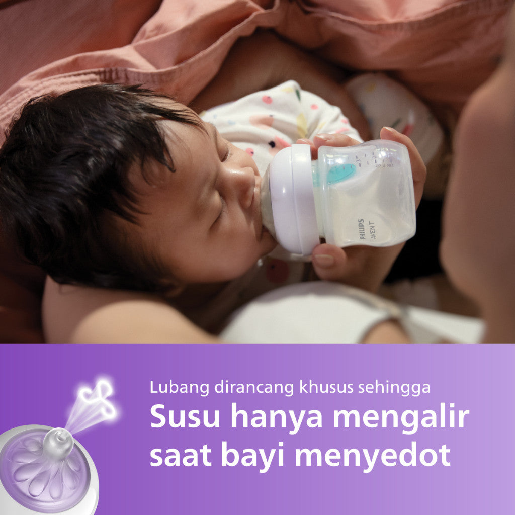 Philips Avent | Botol Susu Bayi | AirFree Vent Natural Response | Dot Seperti Payudara Ibu & Ekstra Anti Kolik | 125 ml | Single | SCY670/01