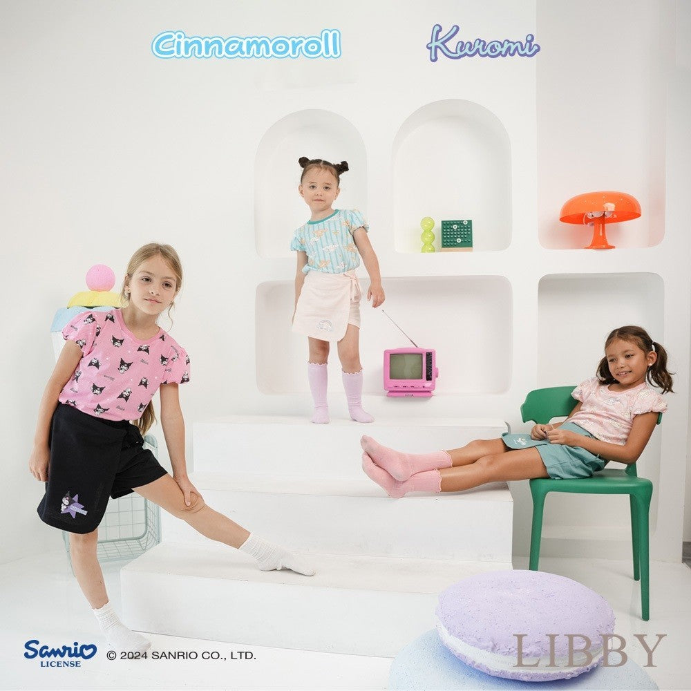 Libby Sanrio Kirei Tee Atasan Anak Perempuan Baju Anak Perempuan Kuromi Cinnamoroll 1 - 4 tahun (1 PCS)