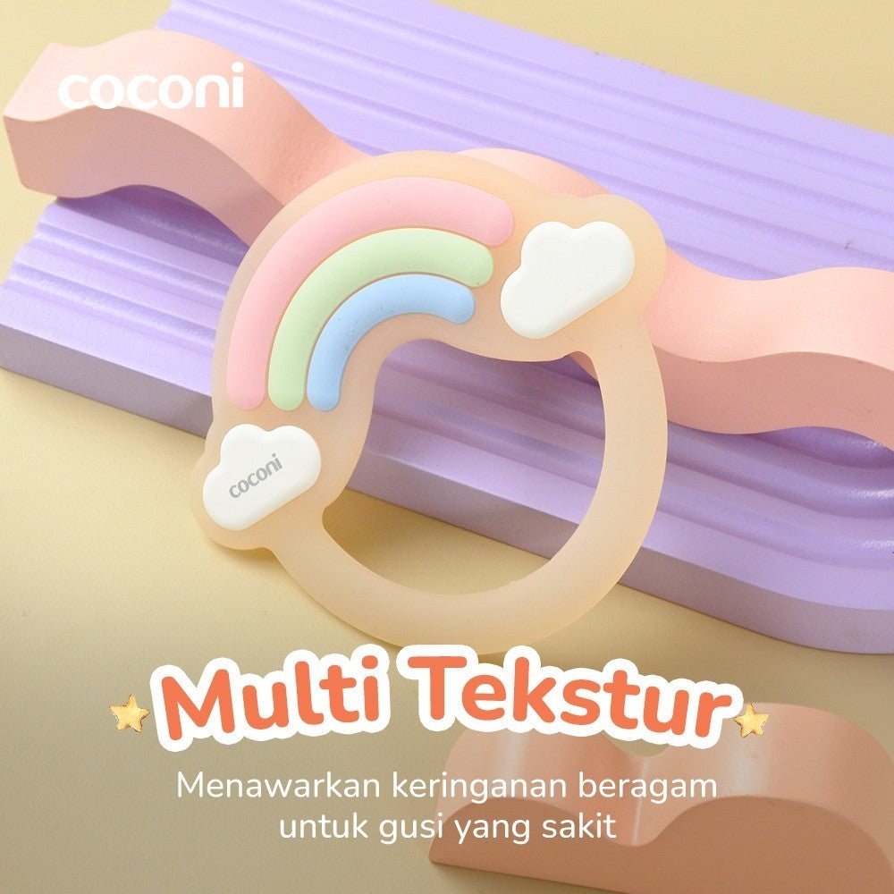 COCONI Rainbow Radiance Teether | Mainan Gigitan Bayi Bentuk Pelangi Awan Lucu BPA FREE Silicone