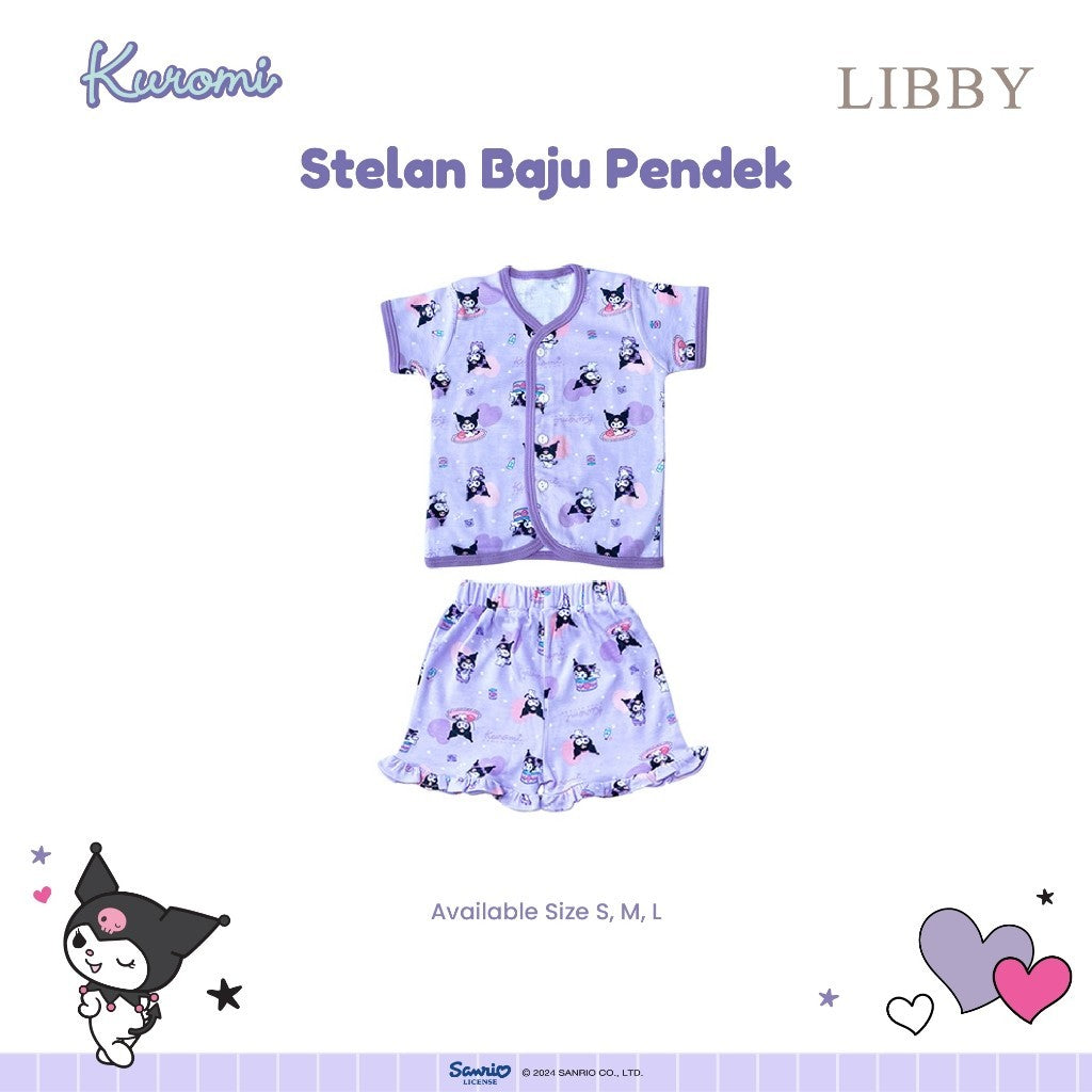 LIBBY Sanrio Setelan Piyama Baju Kancing Newborn Bayi & Anak Kecil Perempuan Kuromi Cinnamoroll Hello Kitty (1 Stel)