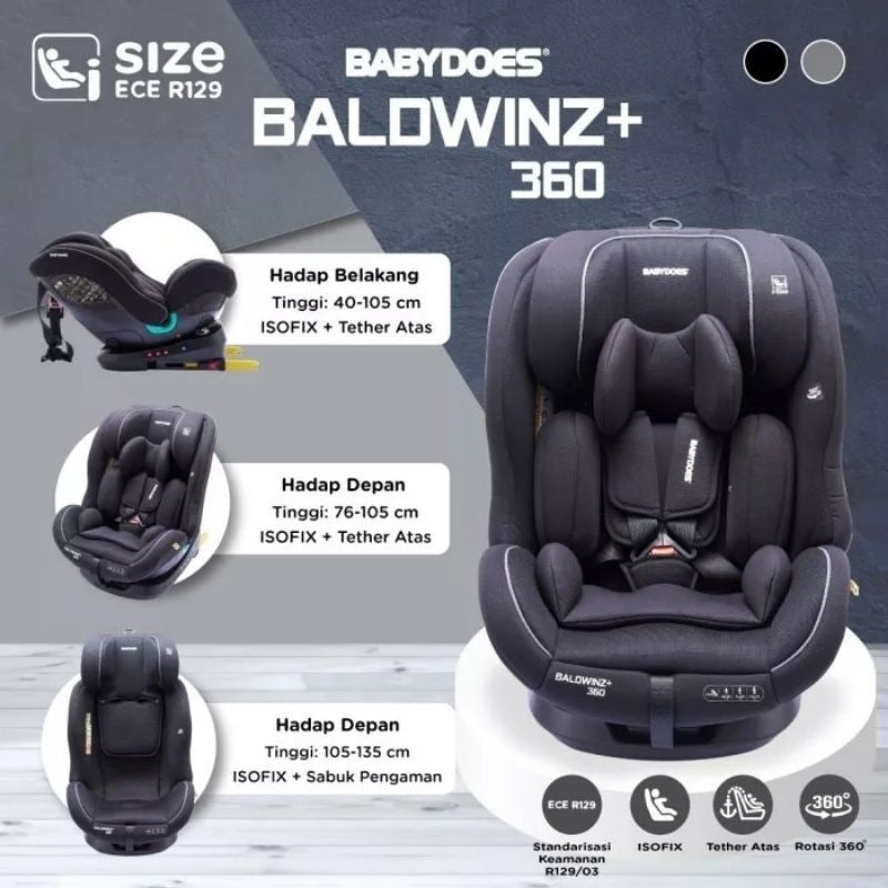 Babydoes Baldwinz + 2.0 Rotatable Carseat Bayi Dudukan Mobil Bayi 360