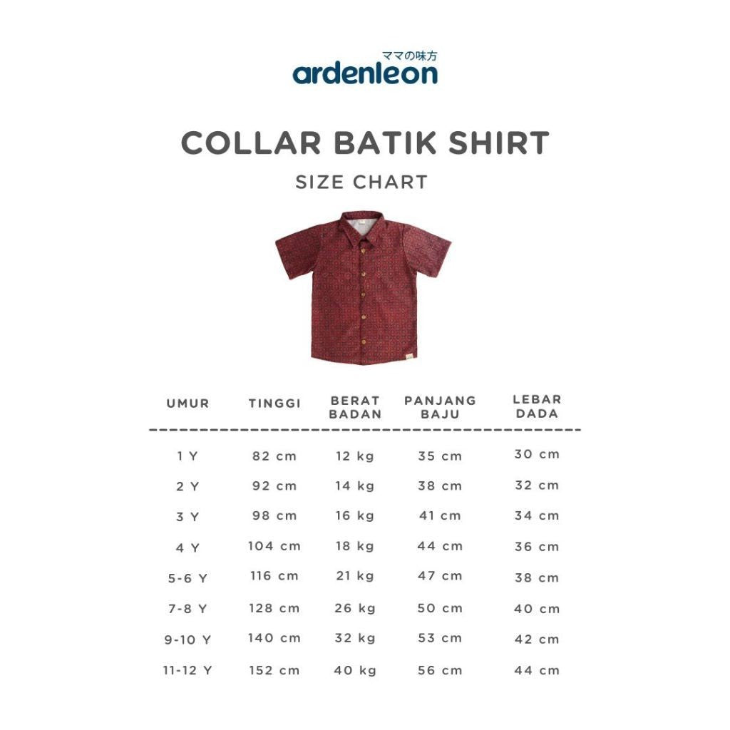ARDENLEON Atasan Kemeja Anak Laki Laki Collar Batik Shirt 2.0