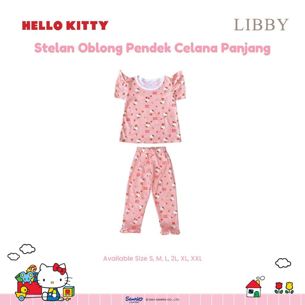 LIBBY Sanrio Setelan Piyama Oblong Anak Perempuan Kuromi Cinnamoroll Hello Kitty (1 Stel)