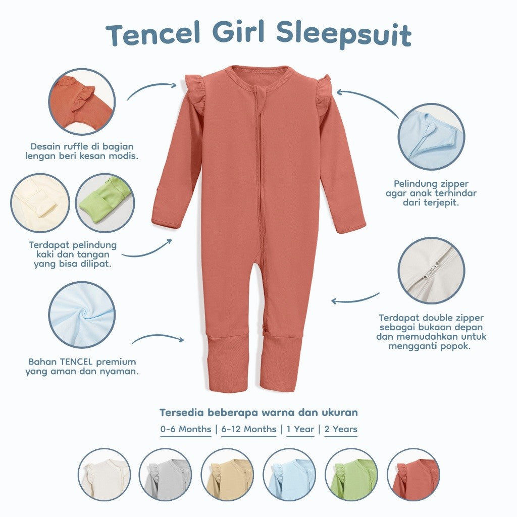 Nice Kids - Tencel Sleepsuit Girl Jumper Baby Baju Tidur Bayi Perempuan (0 Bulan-2 Tahun)