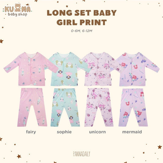 BOHOPANNA - PANNADAILY - LONG SET BABY GIRL PRINT - Setelan Baju Bayi Perempuan
