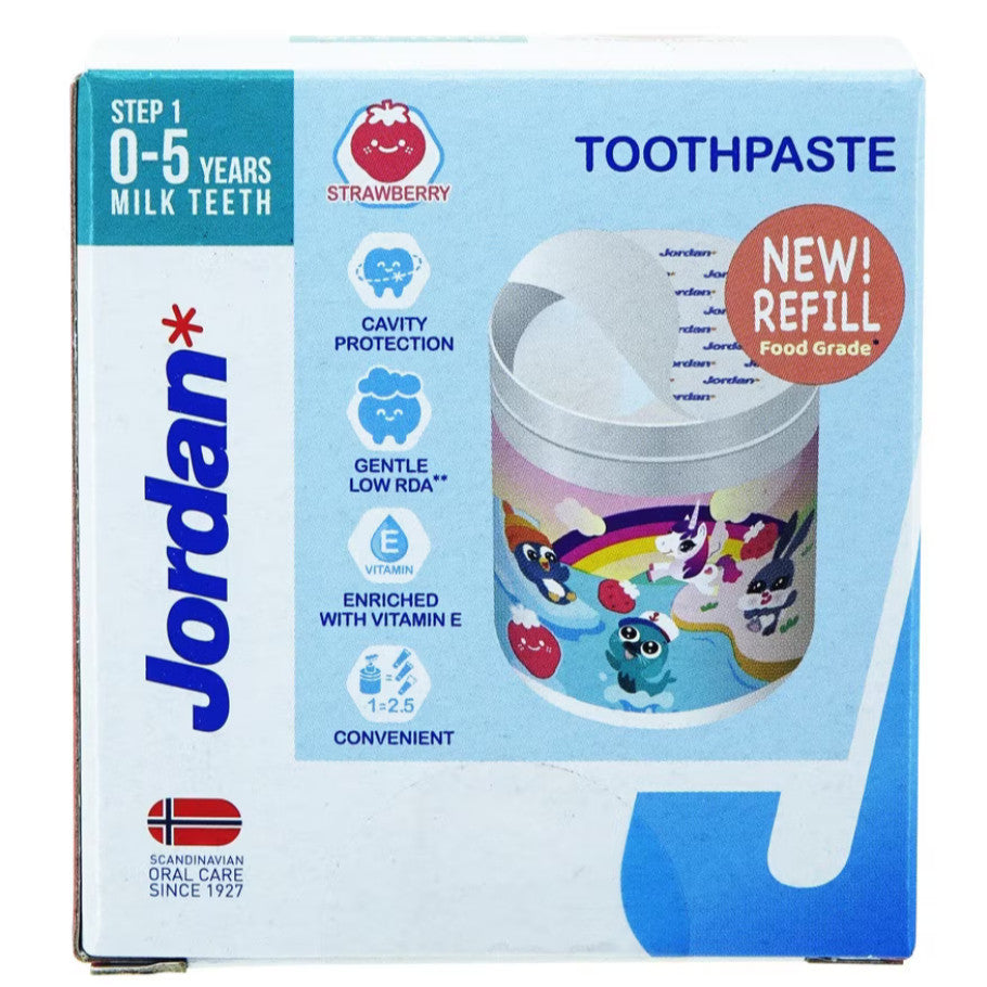 Jordan Kids Toothpaste Step 1 Pump/Refill 188gr Strawberry Odol Pasta Gigi Anak 0 - 5 Tahun