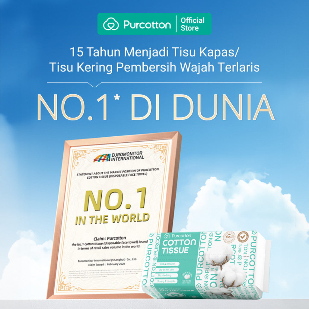 PURCOTTON Natural Cotton Tissue 60 Lembar - Tisu Wajah Kapas Natural