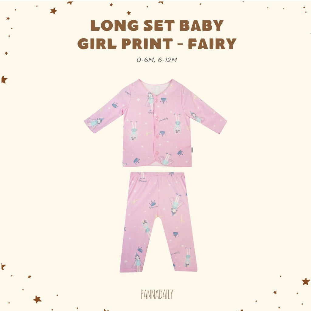 BOHOPANNA - PANNADAILY - LONG SET BABY GIRL PRINT - Setelan Baju Bayi Perempuan
