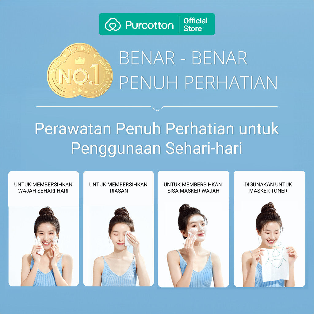 PURCOTTON Natural Cotton Tissue 60 Lembar - Tisu Wajah Kapas Natural