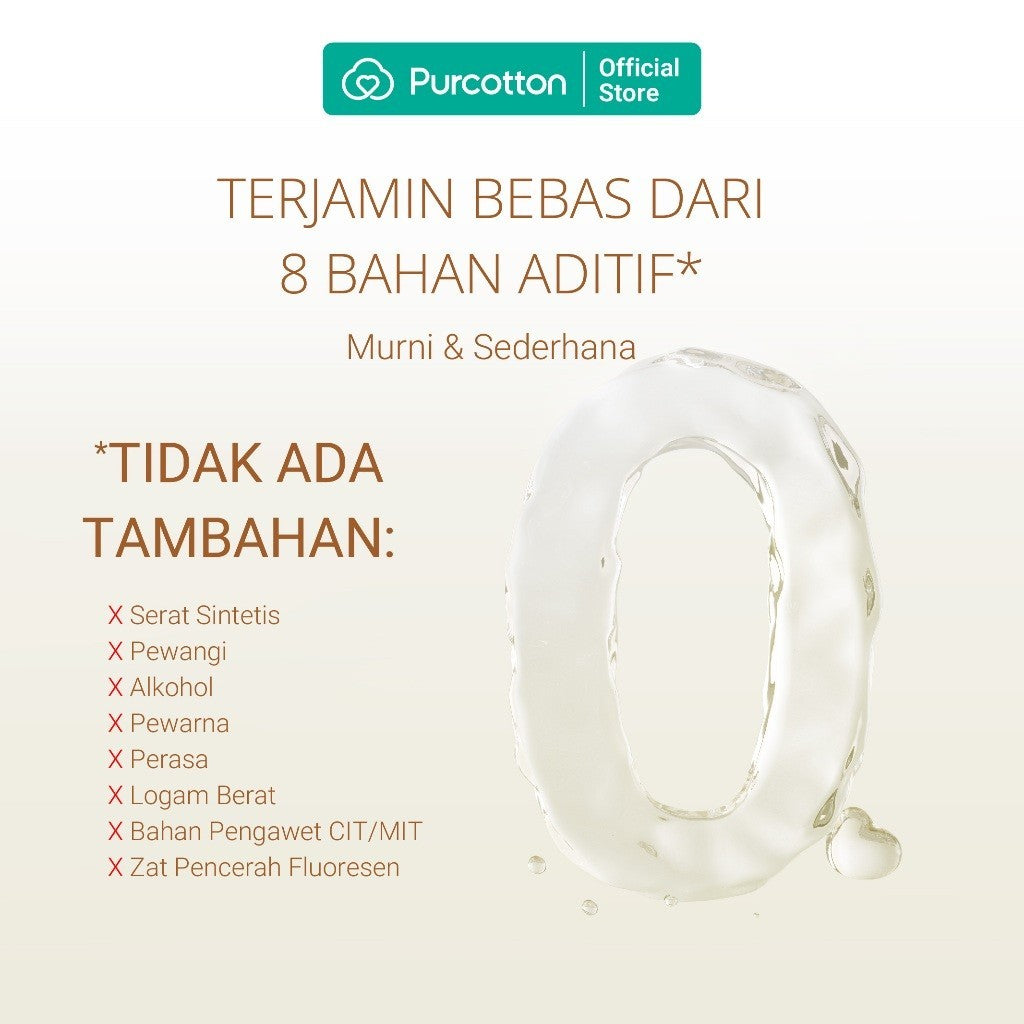 PURCOTTON Natural Baby Cotton Wet Wipes 20 Lembar - Tisu Basah Bayi Natural Non Alkohol Lembut dan Aman Ultra soft