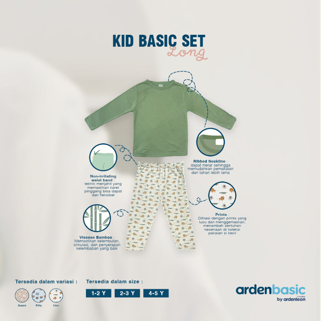 ARDENLEON ArdenBasic Kid Basic Set Long Setelan Baju Tidur Anak