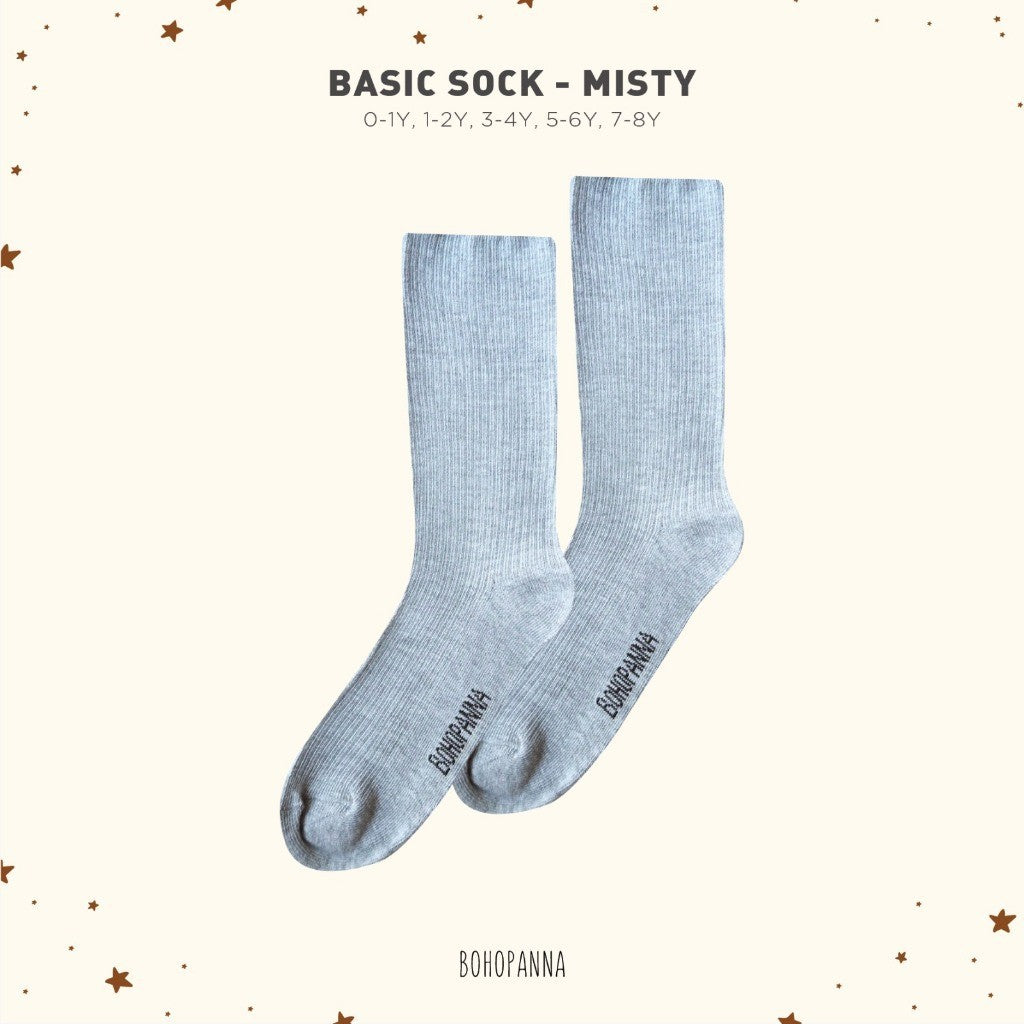 BOHOPANNA - BASIC SOCK - BUNDLING SOCK ISI 3 - KAOS KAKI SEKOLAH ANAK HITAM PUTIH ABU